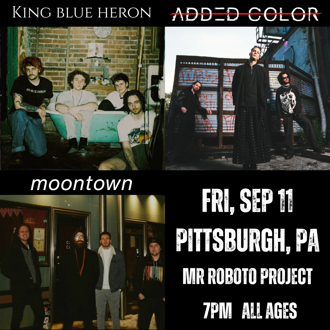 King Blue Heron, ADDED COLOR, Moontown live in Pittsburgh, PA- FRIDAY, SEP 11 - MR ROBOTO PROJECT